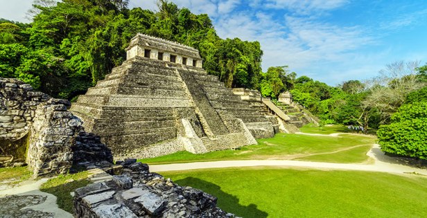 Mayan Ruins Of Palenque Against Sky